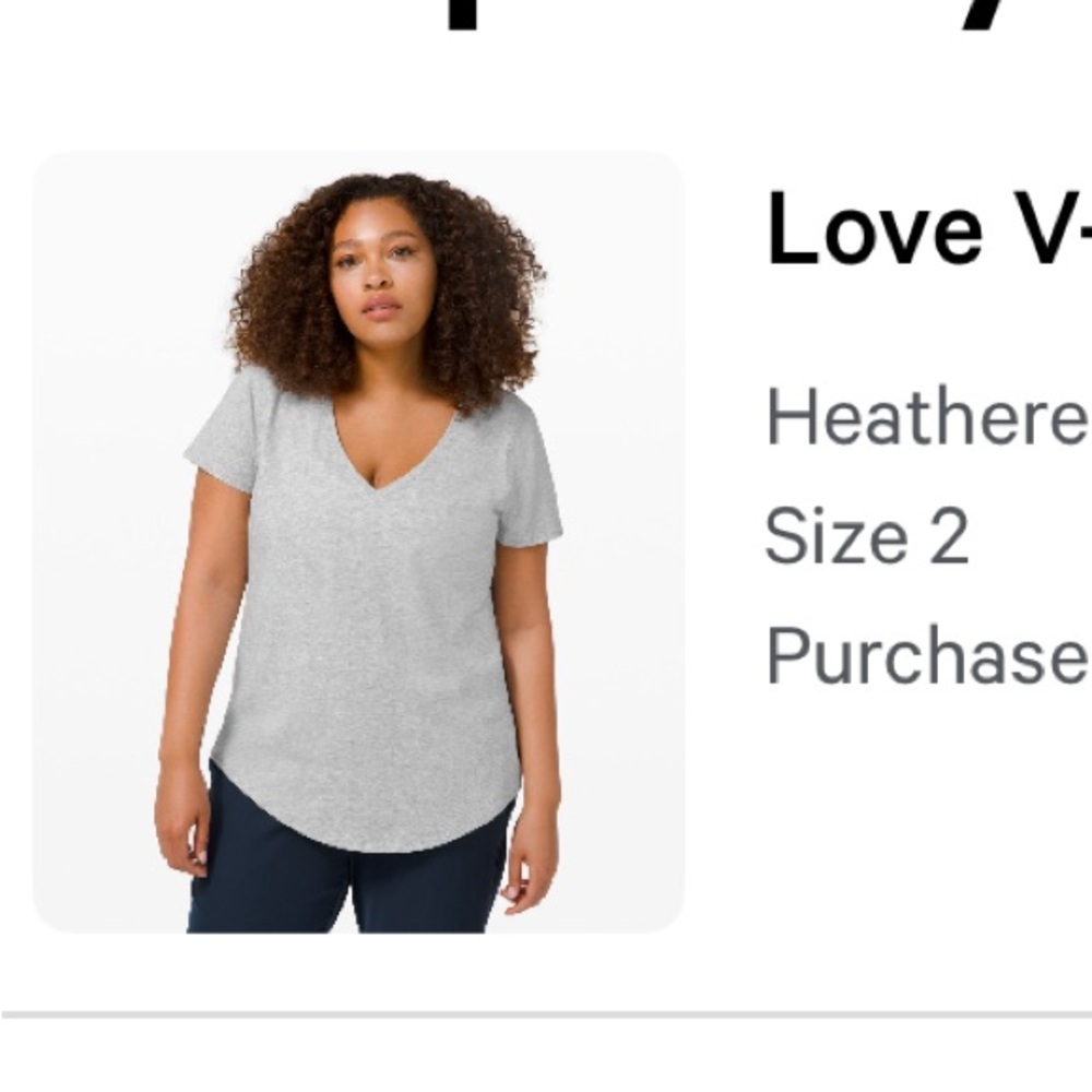 Lululemon love v neck size 2. Heathered core grey.